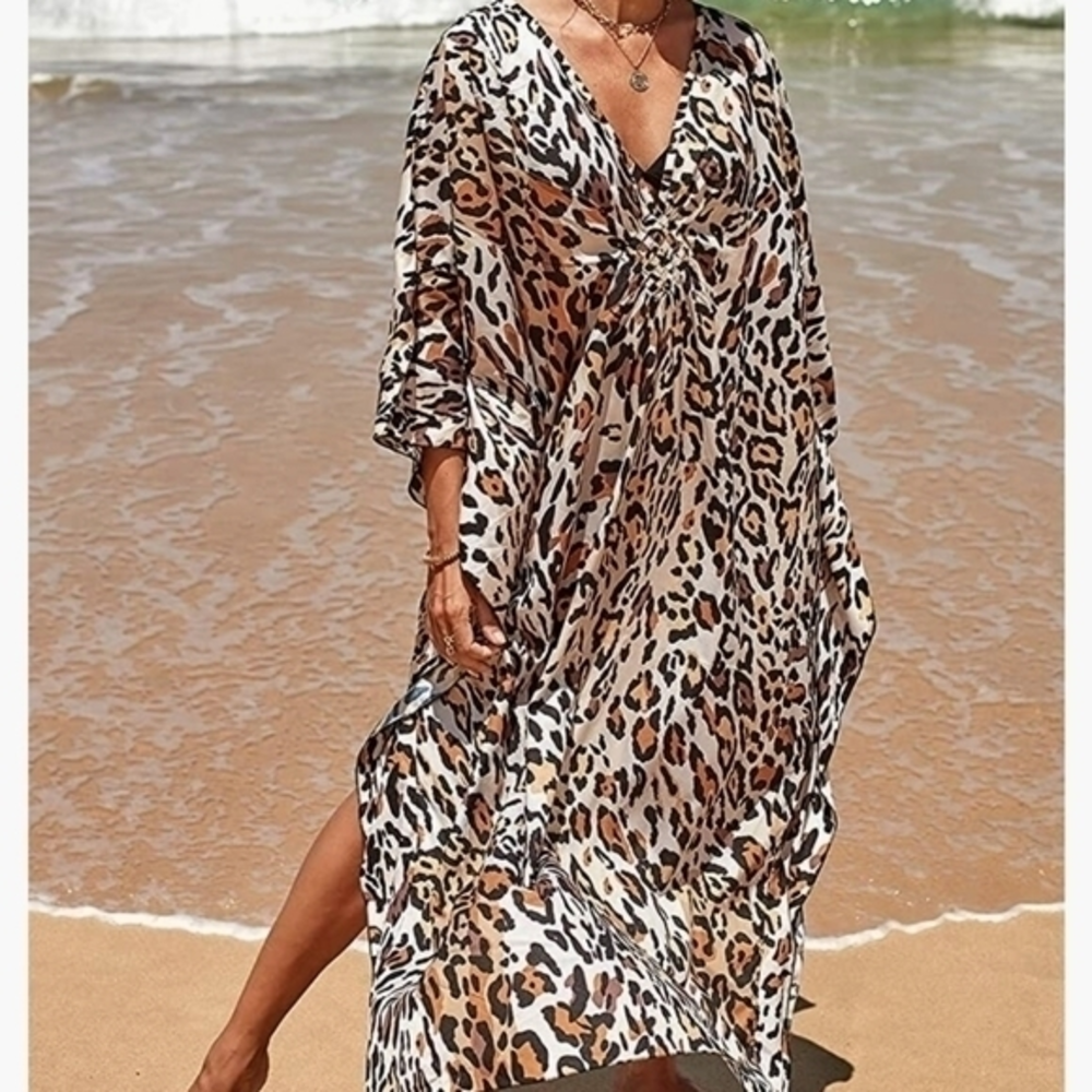 Leopard Brown Coverup One‎ Size Vacay Vibes